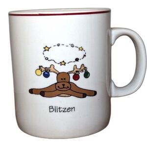 ABC Distributing Blitzen Reindeer Coffee Mug Holiday Splits Garland Ceramic Gift